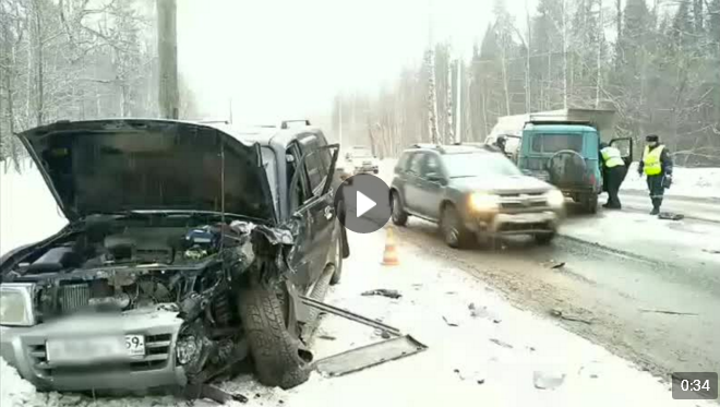 В Перми на скользкой дороге «лоб в лоб» столкнулись два авто